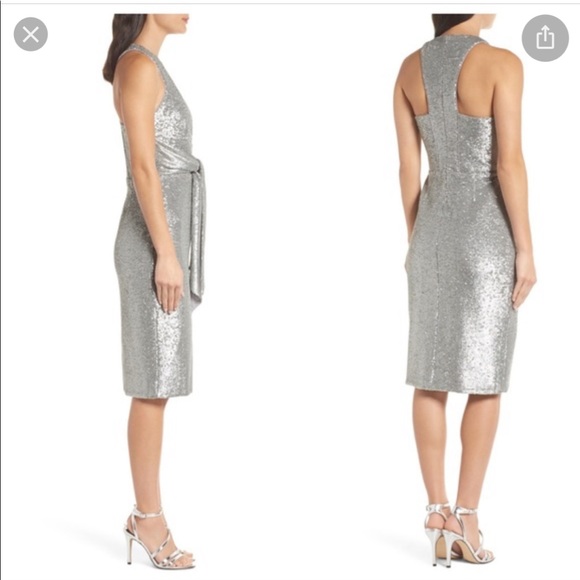 Harlyn Plunge Sequin Halter Dress NWOT - Picture 12 of 12